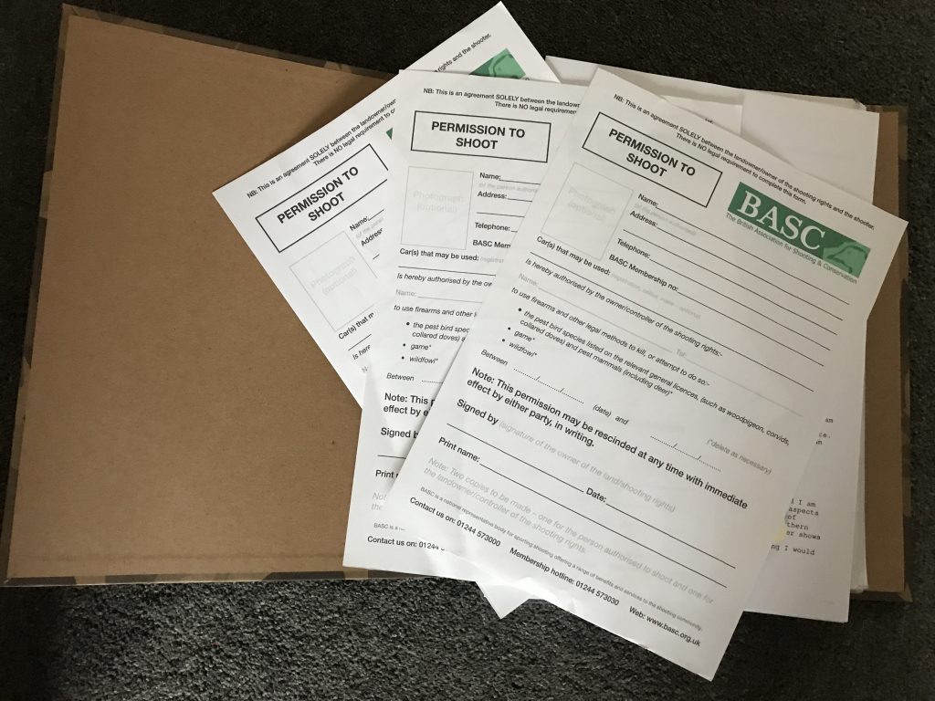 BASC Permissions to shoot forms