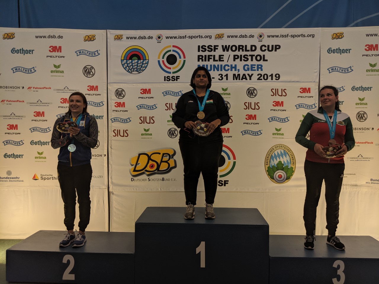 ISSF World Cup Munich - Women's 25m pistol podium