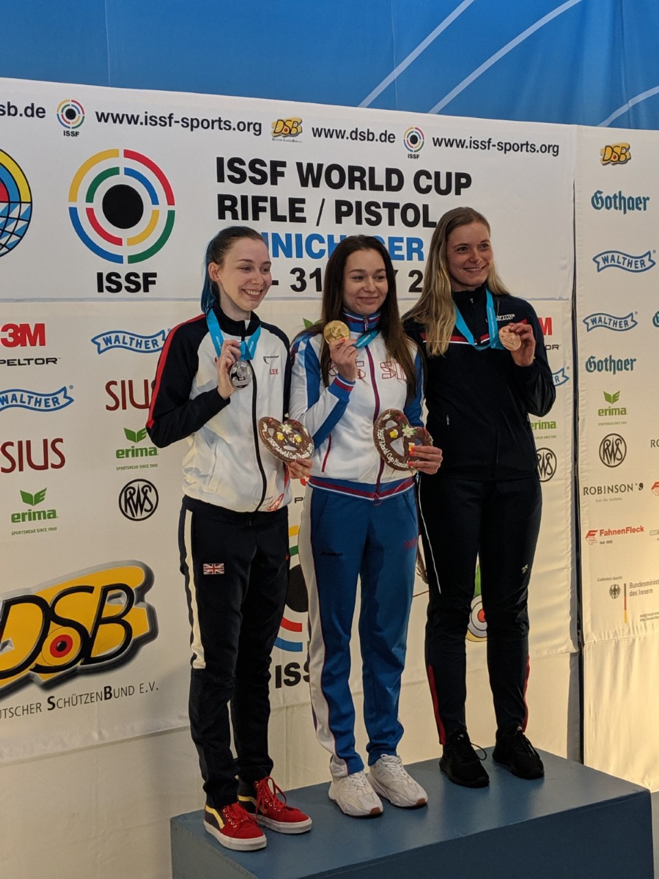 ISSF World Cup Munich - Women's rifle 50m 3P rifle podium